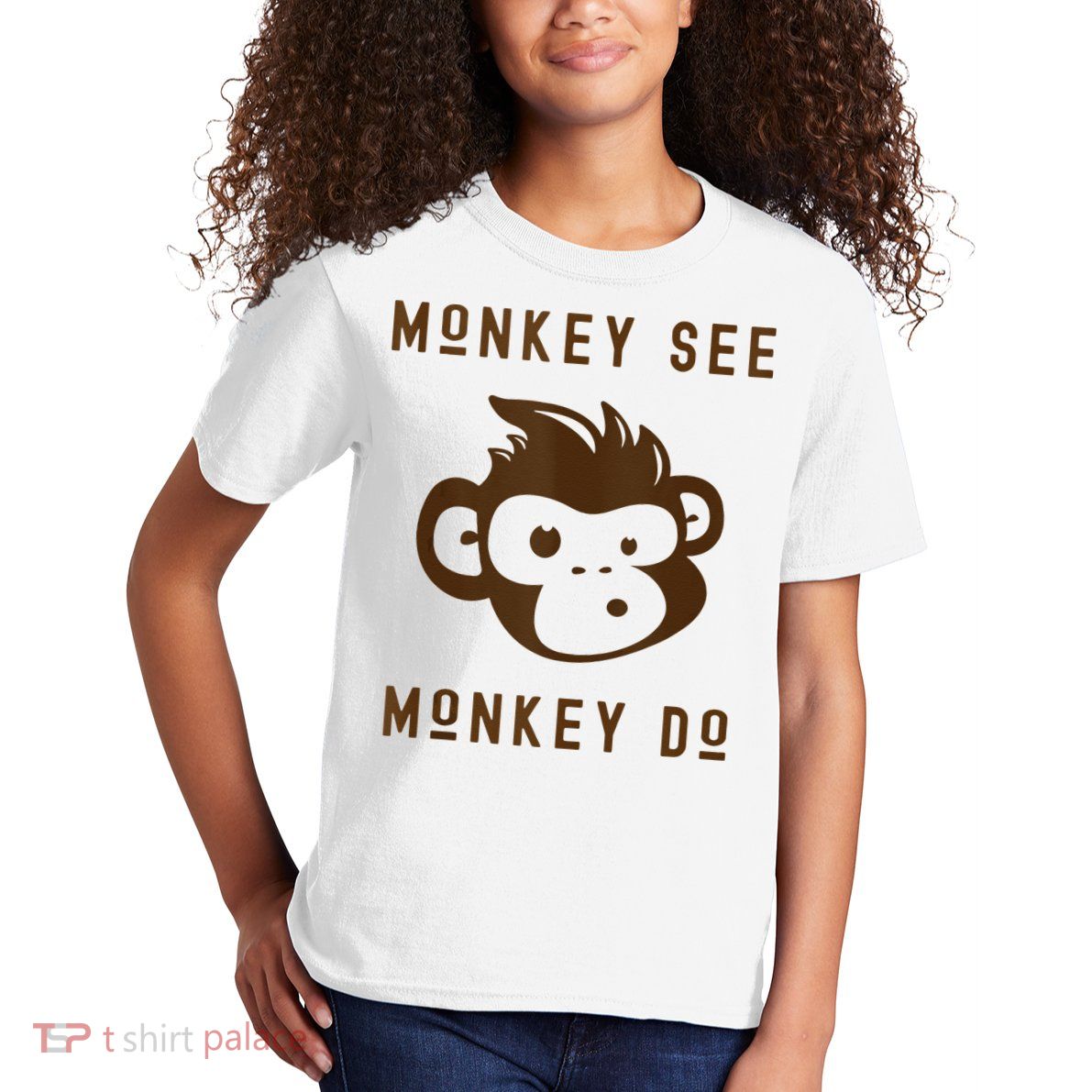 Funny Monkey See Monkey Do Cute Adorable Primate Chimp Kids T-Shirt