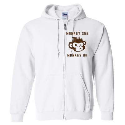 Funny Monkey See Monkey Do Cute Adorable Primate Chimp Full Zip Hoodie