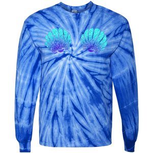 Funny Mermaid Sea Shell Bra Costume Halloween Gift Tie-Dye Long Sleeve Shirt