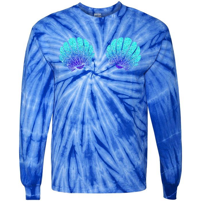 Funny Mermaid Sea Shell Bra Costume Halloween Gift Tie-Dye Long Sleeve Shirt