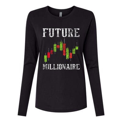 Future Millionaire Stock Exchange Day Trader Day Trading Womens Cotton Relaxed Long Sleeve T-Shirt