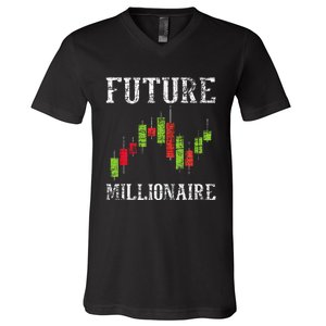 Future Millionaire Stock Exchange Day Trader Day Trading V-Neck T-Shirt