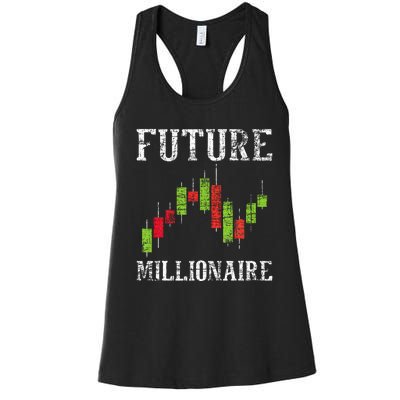 Future Millionaire Stock Exchange Day Trader Day Trading Women's Racerback Tank