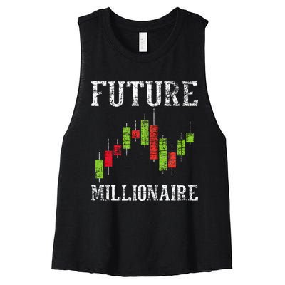 Future Millionaire Stock Exchange Day Trader Day Trading Women's Racerback Cropped Tank