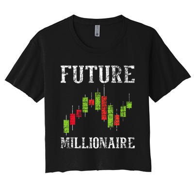 Future Millionaire Stock Exchange Day Trader Day Trading Women's Crop Top Tee