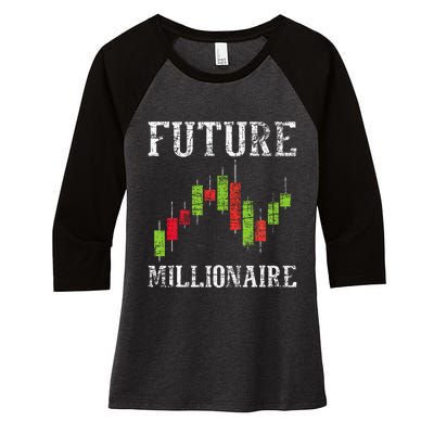 Future Millionaire Stock Exchange Day Trader Day Trading Women's Tri-Blend 3/4-Sleeve Raglan Shirt