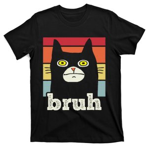 Funny Meme saying Bruh with Cat Greetings T-Shirt