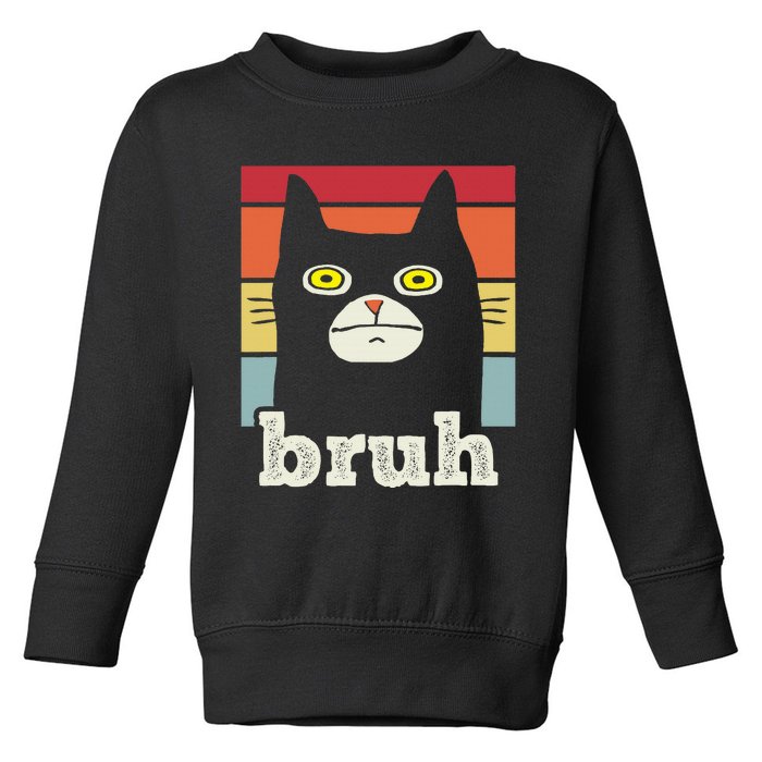 Funny Meme saying Bruh with Cat Greetings Toddler Sweatshirt