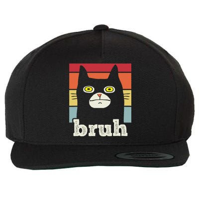 Funny Meme saying Bruh with Cat Greetings Wool Snapback Cap