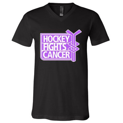 Family Member Support Hockey Fights Cancer Awareness V-Neck T-Shirt