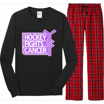 Family Member Support Hockey Fights Cancer Awareness Long Sleeve Pajama Set