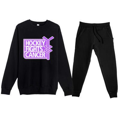 Family Member Support Hockey Fights Cancer Awareness Premium Crewneck Sweatsuit Set