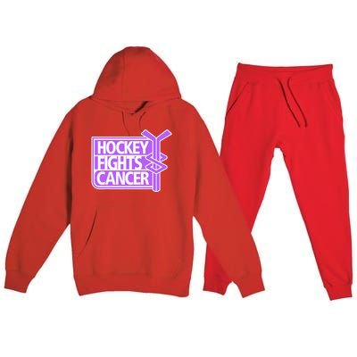 Family Member Support Hockey Fights Cancer Awareness Premium Hooded Sweatsuit Set