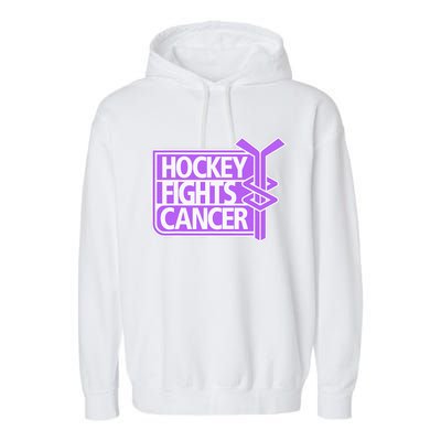 Family Member Support Hockey Fights Cancer Awareness Garment-Dyed Fleece Hoodie