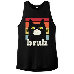 Funny Meme Saying Bruh With Cat Greetings Ladies PosiCharge Tri-Blend Wicking Tank