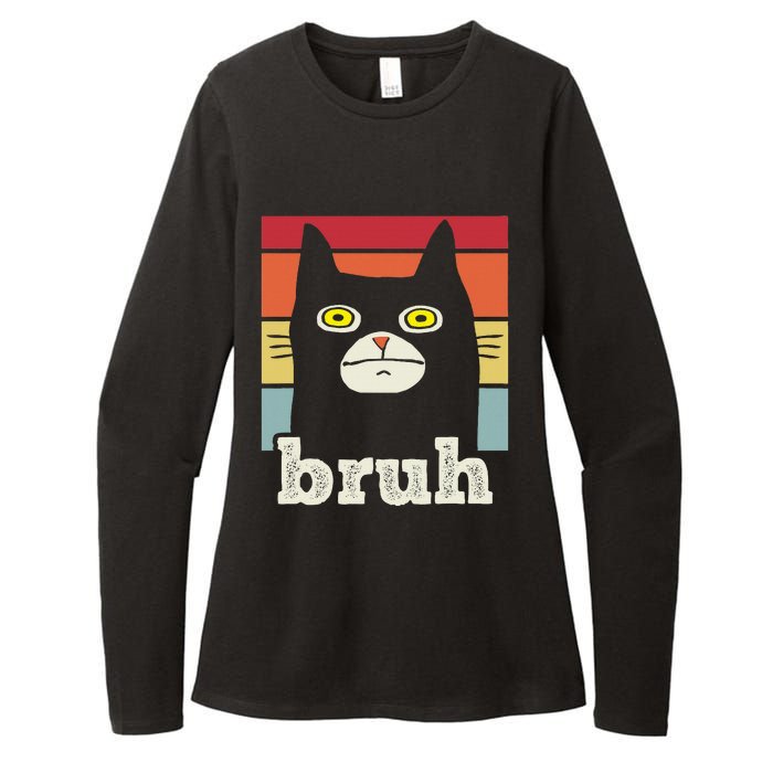 Funny Meme Saying Bruh With Cat Greetings Womens CVC Long Sleeve Shirt