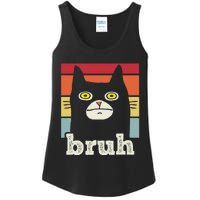 Funny Meme Saying Bruh With Cat Greetings Ladies Essential Tank