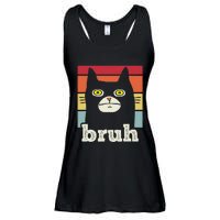 Funny Meme Saying Bruh With Cat Greetings Ladies Essential Flowy Tank