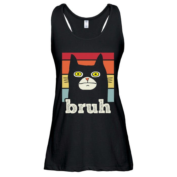 Funny Meme Saying Bruh With Cat Greetings Ladies Essential Flowy Tank