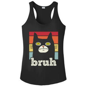 Funny Meme Saying Bruh With Cat Greetings Ladies PosiCharge Competitor Racerback Tank