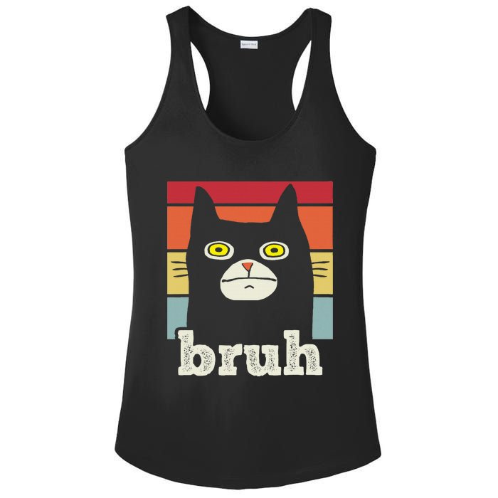 Funny Meme Saying Bruh With Cat Greetings Ladies PosiCharge Competitor Racerback Tank