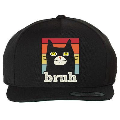 Funny Meme Saying Bruh With Cat Greetings Wool Snapback Cap