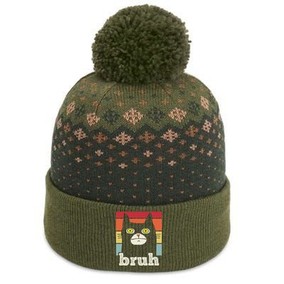 Funny Meme Saying Bruh With Cat Greetings The Baniff Cuffed Pom Beanie