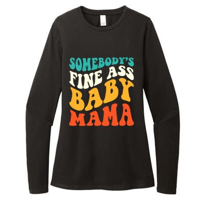 Funny Mama Somebody's Fine Ass Baby Mama Retro Groovy Womens CVC Long Sleeve Shirt