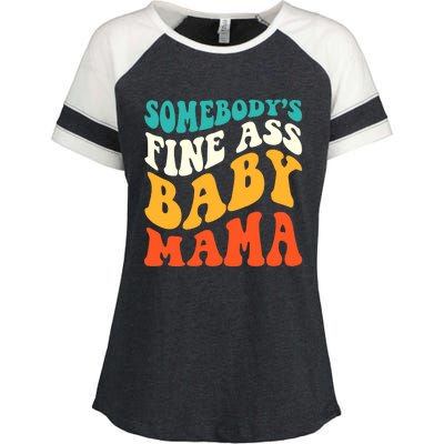 Funny Mama Somebody's Fine Ass Baby Mama Retro Groovy Enza Ladies Jersey Colorblock Tee