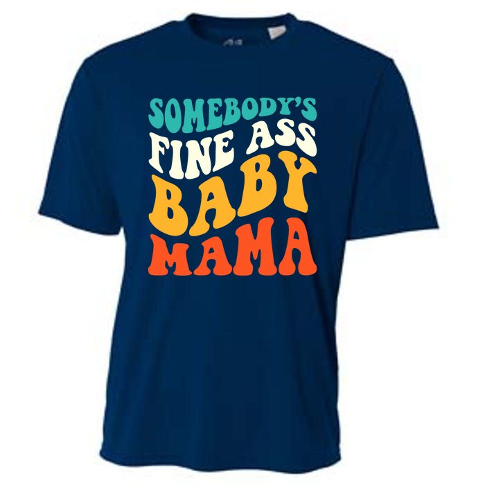 Funny Mama Somebody's Fine Ass Baby Mama Retro Groovy Cooling Performance Crew T-Shirt