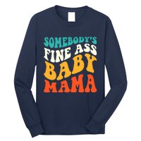 Funny Mama Somebody's Fine Ass Baby Mama Retro Groovy Long Sleeve Shirt