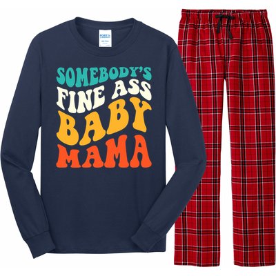 Funny Mama Somebody's Fine Ass Baby Mama Retro Groovy Long Sleeve Pajama Set