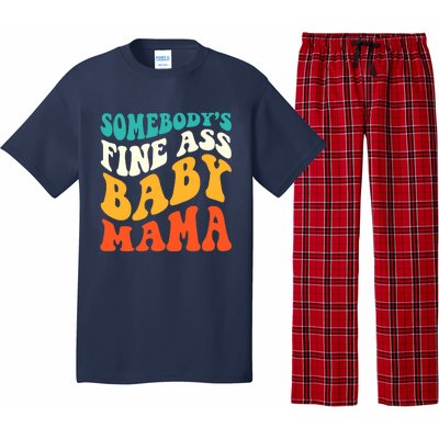 Funny Mama Somebody's Fine Ass Baby Mama Retro Groovy Pajama Set