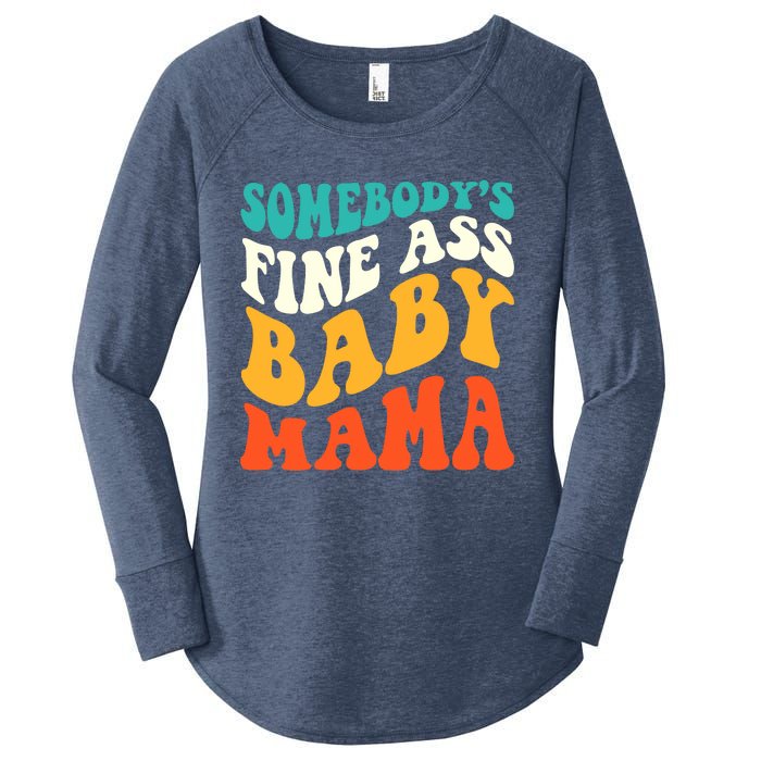 Funny Mama Somebody's Fine Ass Baby Mama Retro Groovy Women's Perfect Tri Tunic Long Sleeve Shirt