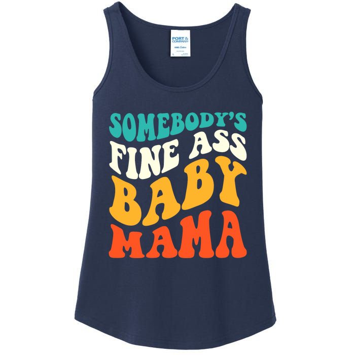 Funny Mama Somebody's Fine Ass Baby Mama Retro Groovy Ladies Essential Tank