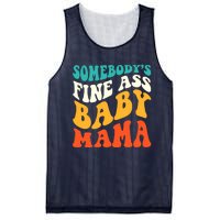 Funny Mama Somebody's Fine Ass Baby Mama Retro Groovy Mesh Reversible Basketball Jersey Tank