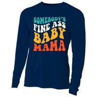 Funny Mama Somebody's Fine Ass Baby Mama Retro Groovy Cooling Performance Long Sleeve Crew