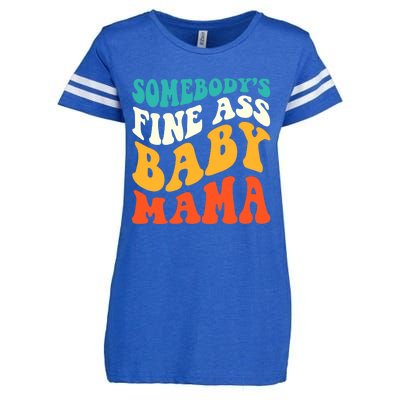 Funny Mama Somebody's Fine Ass Baby Mama Retro Groovy Enza Ladies Jersey Football T-Shirt