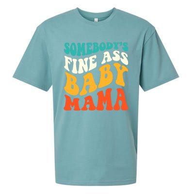 Funny Mama Somebody's Fine Ass Baby Mama Retro Groovy Sueded Cloud Jersey T-Shirt