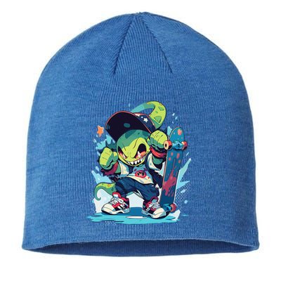 Funny Monster Skateboard Cute Cartoon Comic Halloween Retro Sustainable Beanie