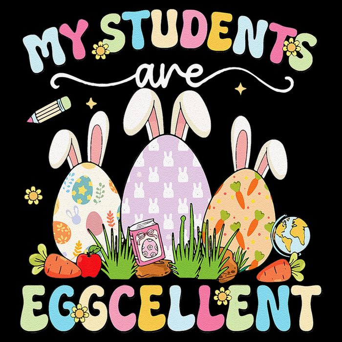 Funny My Students Are Eggcellent Teacher Bunny Easter 7-Panel Snapback Hat