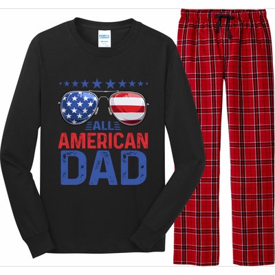 Family Matching Sunglusses All American Dad 4th Of July Usa Cute Gift Long Sleeve Pajama Set