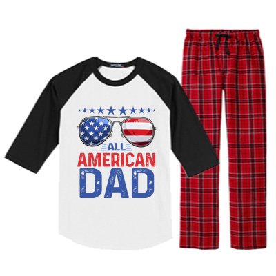 Family Matching Sunglusses All American Dad 4th Of July Usa Cute Gift Raglan Sleeve Pajama Set