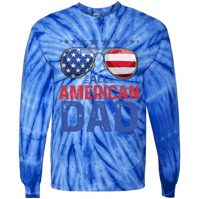 Family Matching Sunglusses All American Dad 4th Of July Usa Cute Gift Tie-Dye Long Sleeve Shirt