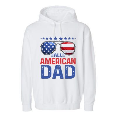 Family Matching Sunglusses All American Dad 4th Of July Usa Cute Gift Garment-Dyed Fleece Hoodie