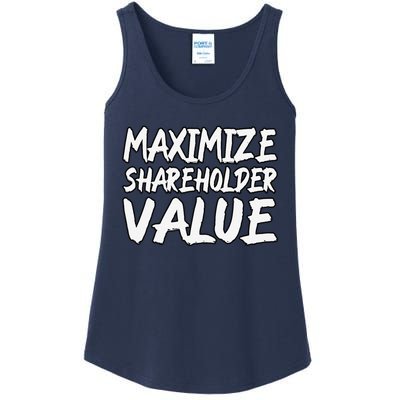 Funny Maximize Shareholder Value Ironic Corporate Quote Ladies Essential Tank