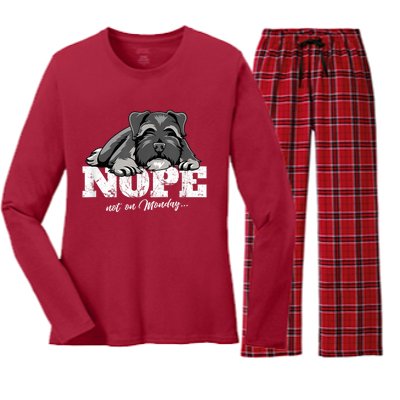 Funny Miniature Schnauzer Dog Gift Schnauzer Nope Breed Gift Women's Long Sleeve Flannel Pajama Set 