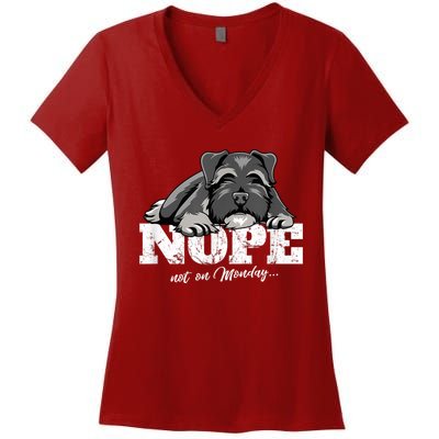 Funny Miniature Schnauzer Dog Gift Schnauzer Nope Breed Gift Women's V-Neck T-Shirt