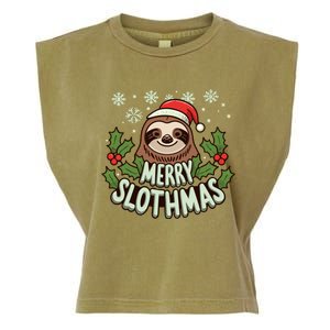 Funny Merry Slothmas Christmas Holiday Design Gift Garment-Dyed Women's Muscle Tee