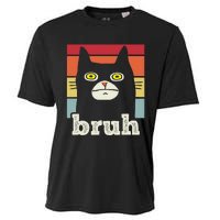 Funny Meme Saying Bruh With Cat Greetings Teens Cooling Performance Crew T-Shirt